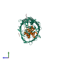 PDB entry 2hdi coloured by chain, side view.