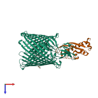 PDB entry 2hdi coloured by chain, top view.