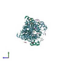 PDB entry 2hdr coloured by chain, side view.