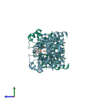 PDB entry 2hds coloured by chain, side view.