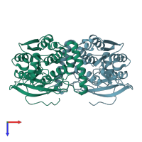 PDB entry 2hdw coloured by chain, top view.