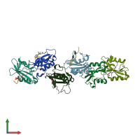 PDB entry 2hdx coloured by chain, front view.