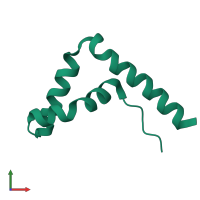 PDB entry 2hdz coloured by chain, front view.