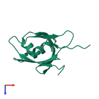PDB entry 2he4 coloured by chain, top view.