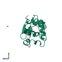 PDB entry 2heb coloured by chain, side view.