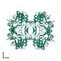 Homo tetrameric assembly 1 of PDB entry 2heg coloured by chemically distinct molecules, front view.