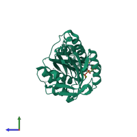 PDB entry 2heh coloured by chain, side view.