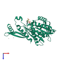 PDB entry 2heh coloured by chain, top view.