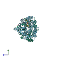 PDB entry 2hej coloured by chain, side view.