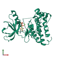 Monomeric assembly 4 of PDB entry 2hen coloured by chemically distinct molecules, front view.