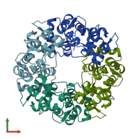 PDB entry 2het coloured by chain, front view.