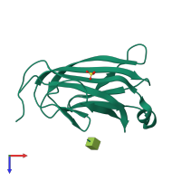 PDB entry 2hew coloured by chain, top view.