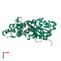 PDB entry 2hf4 coloured by chain, top view.