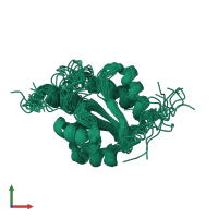 PDB entry 2hfd coloured by chain, ensemble of 20 models, front view.