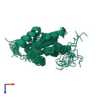 PDB entry 2hfd coloured by chain, ensemble of 20 models, top view.