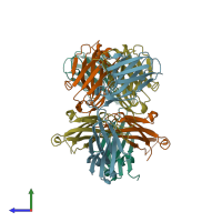 PDB entry 2hff coloured by chain, side view.