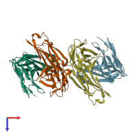 PDB entry 2hff coloured by chain, top view.
