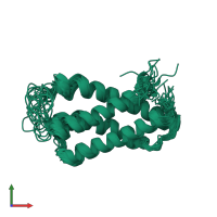 PDB entry 2hfi coloured by chain, ensemble of 20 models, front view.