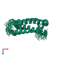 PDB entry 2hfi coloured by chain, ensemble of 20 models, top view.