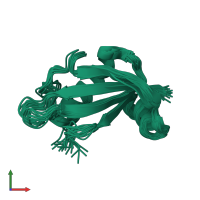 PDB entry 2hfq coloured by chain, ensemble of 20 models, front view.