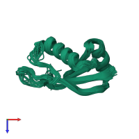 PDB entry 2hfq coloured by chain, ensemble of 20 models, top view.