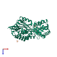PDB entry 2hg2 coloured by chain, top view.