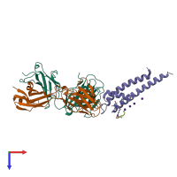 PDB entry 2hg5 coloured by chain, top view.