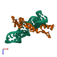 PDB entry 2hgh coloured by chain, ensemble of 20 models, top view.