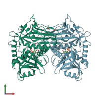 PDB entry 2hgw coloured by chain, front view.