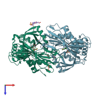 PDB entry 2hgw coloured by chain, top view.