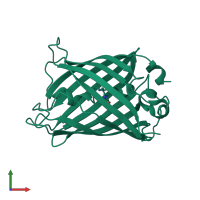 PDB entry 2hgy coloured by chain, front view.