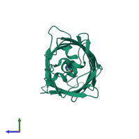 PDB entry 2hgy coloured by chain, side view.