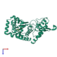 PDB entry 2hgz coloured by chain, top view.