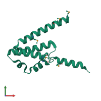 PDB entry 2hh6 coloured by chain, front view.