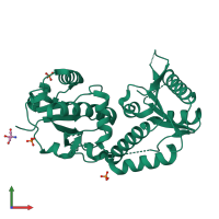 PDB entry 2hhc coloured by chain, front view.