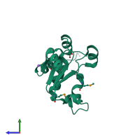 PDB entry 2hhg coloured by chain, side view.