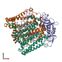 PDB entry 2hhk coloured by chain, front view.