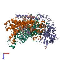 PDB entry 2hhk coloured by chain, top view.