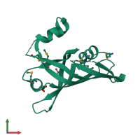 PDB entry 2hhz coloured by chain, front view.