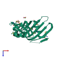 PDB entry 2hhz coloured by chain, top view.