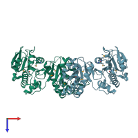 PDB entry 2hi1 coloured by chain, top view.