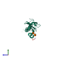 PDB entry 2hi2 coloured by chain, side view.