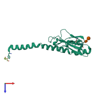 PDB entry 2hi2 coloured by chain, top view.
