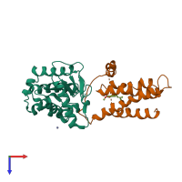 PDB entry 2hi7 coloured by chain, top view.