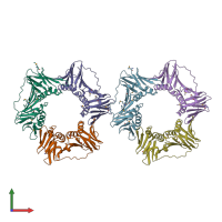 PDB entry 2hii coloured by chain, front view.