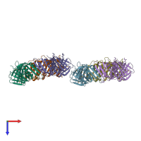 PDB entry 2hii coloured by chain, top view.
