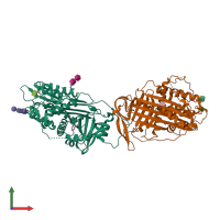 PDB entry 2hij coloured by chain, front view.