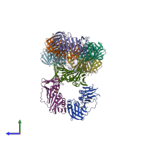 PDB entry 2hik coloured by chain, side view.