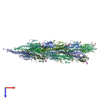 PDB entry 2hil coloured by chain, top view.