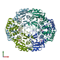 PDB entry 2him coloured by chain, front view.